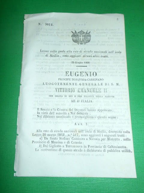 Regno d' Italia - Legge sulla Rete Stradale della Sicilia … | Immagine principale