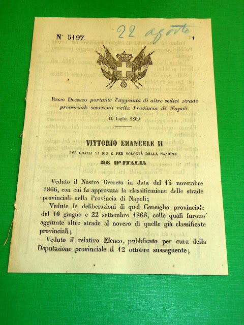 Regno d' Italia Regio Decreto Aggiunta di Strade Provinciali a …