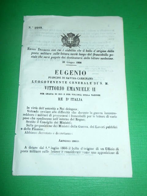 Regno d' Italia Regio Decreto Bollo Lettere Posta Militare - … | Immagine principale