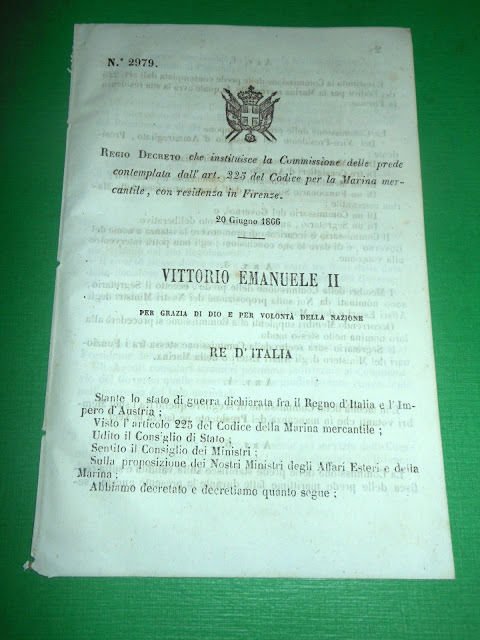 Regno d' Italia Regio Decreto Commissione Prede Marina Mercantile Firenze … | Immagine principale