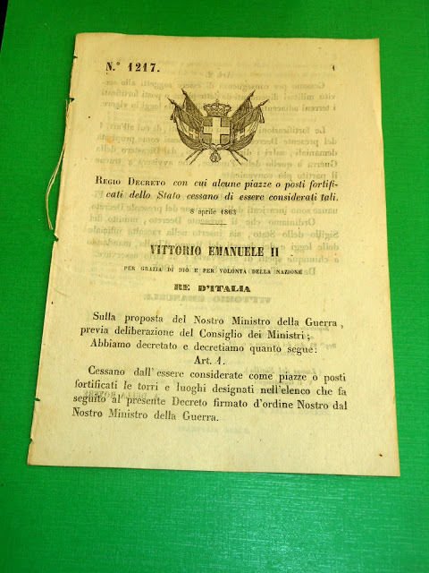 Regno d' Italia Regio Decreto Elenco Cessione Fortificazioni dello Stato … | Immagine principale