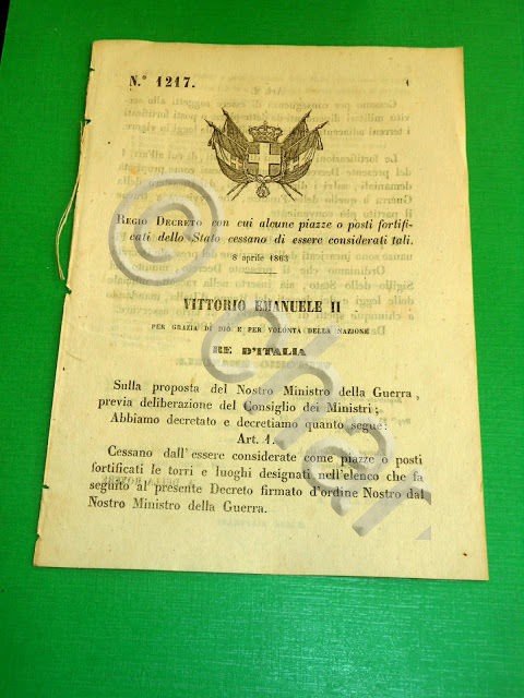 Regno d' Italia Regio Decreto Elenco Cessione Fortificazioni dello Stato … | Immagine Gallery 2