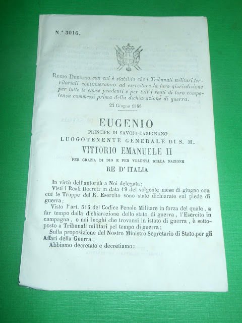 Regno d'Italia Regio Decreto Giurisdizione dei Tribunali Militari in Guerra … | Immagine principale