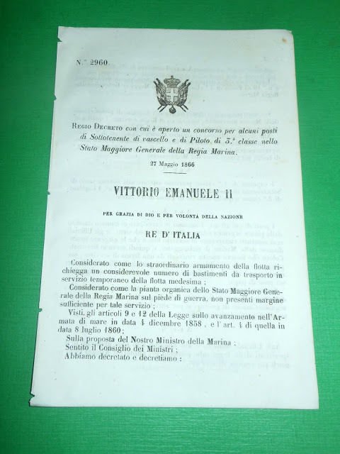 Regno d' Italia Regio Decreto Marina Concorso Posto Sottotenente Vascello … | Immagine principale