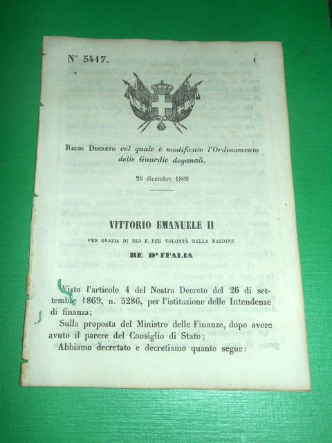 Regno d' Italia Regio Decreto Modifiche Ordinamento della Guardie Doganali … | Immagine principale