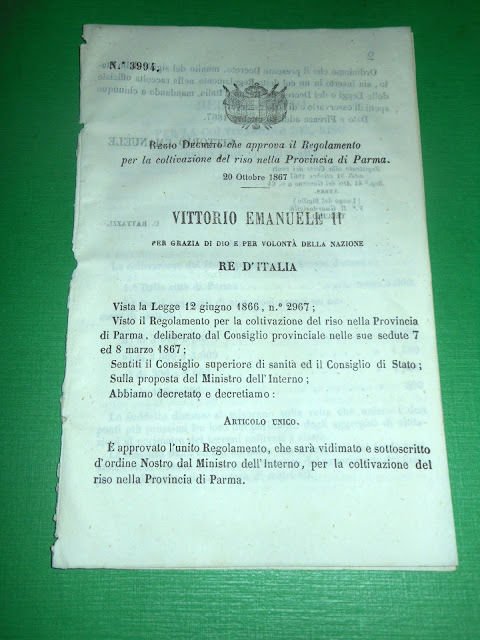Regno d' Italia Regio Decreto Regolamento Coltivazione Riso Prov. di … | Immagine principale