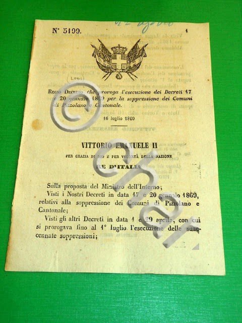 Regno d' Italia Regio Decreto Soppressione Comuni di Pizzolano e … | Immagine Gallery 2