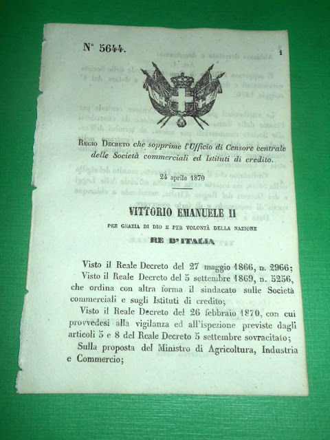 Regno d' Italia Regio Decreto Sopressione Ufficio Censore Istituti Credito … | Immagine principale