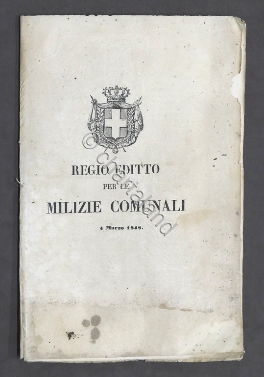 Regno di Sardegna - Savoia - Regio Editto per le …