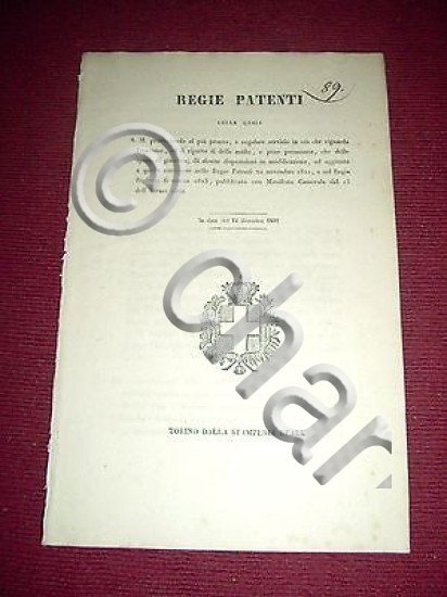 Regno di Sardegna Regie Patenti Multe e Pene Pecuniarie Spese …