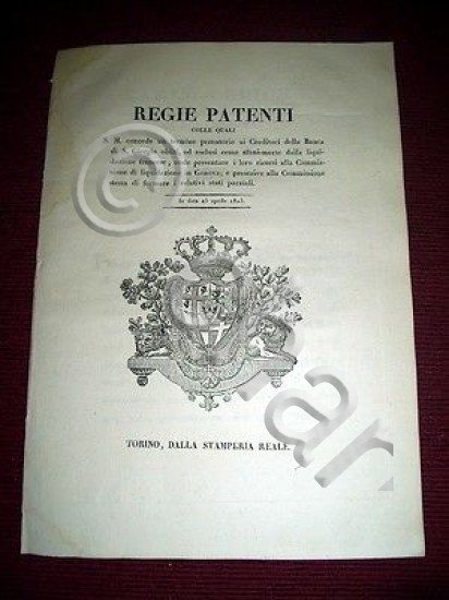 Regno di Sardegna Torino Regie Patenti Creditori Banca di S. … | Immagine Gallery 2