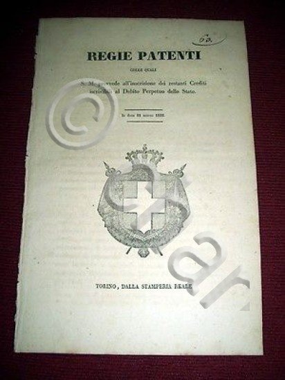 Regno di Sardegna Torino Regie Patenti Iscrizione Crediti Debito Perpetuo …
