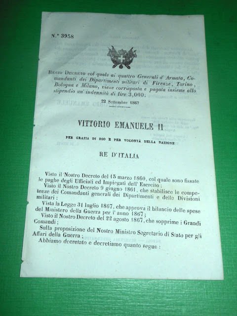 Regno Italia Regio Decreto Indennità Generali Dipart. Firenze Milano Torino … | Immagine principale