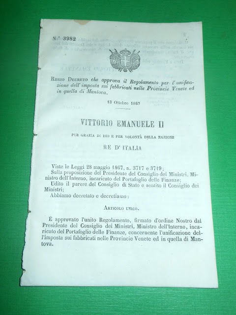 Regno Italia Regio Decreto Regolamento Imposta Fabbricati Veneto e Mantova … | Immagine principale