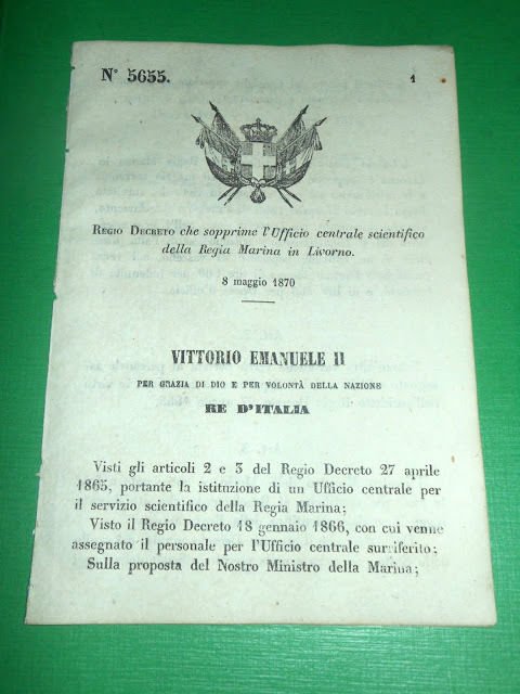 Regno Italia Regio Decreto Sopressione Ufficio Scientifico R Marina Livorno … | Immagine principale