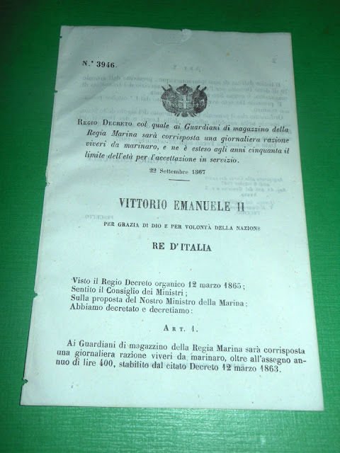 Regno Italia Regio Decreto Viveri per Magazzinieri della Regia Marina … | Immagine principale