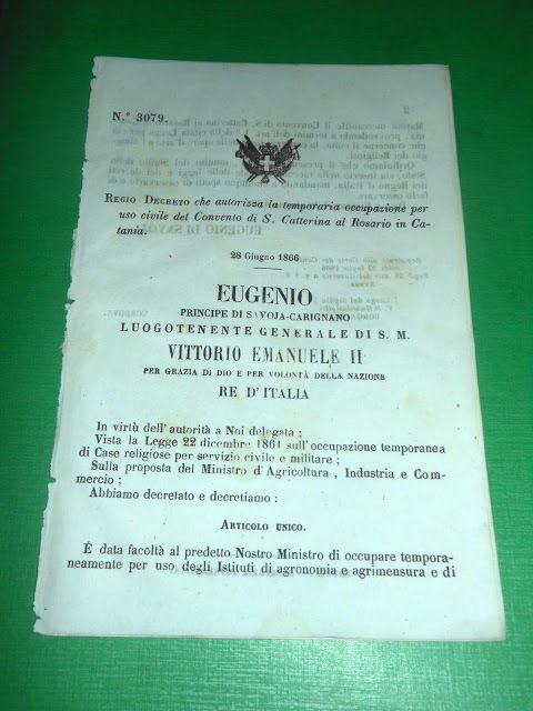 Regno Regio Decreto Occupazione Convento S. Catterina al Rosario in … | Immagine principale