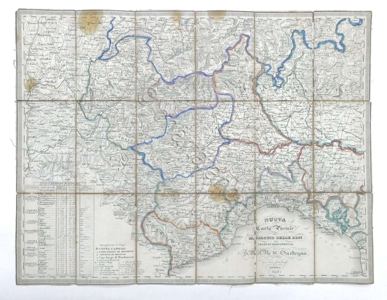 Regno Sardegna - Nuova Carta Postale Passaggio Alpi e Stati …