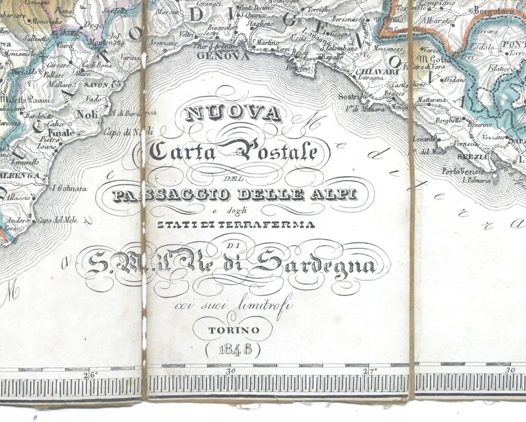 Regno Sardegna - Nuova Carta Postale Passaggio Alpi e Stati …