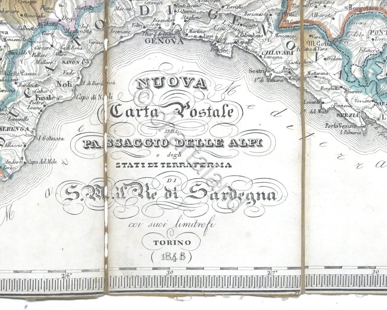 Regno Sardegna - Nuova Carta Postale Passaggio Alpi e Stati …