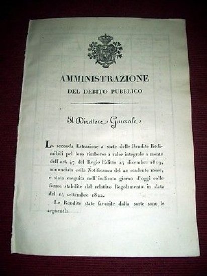 Regno Sardegna Savoia Torino 2^ Estrazione a Sorte delle Rendite … | Immagine Gallery 1