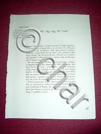 Regno Sardegna Savoia Torino Circolare Assessori e Giudici di Mandamento …