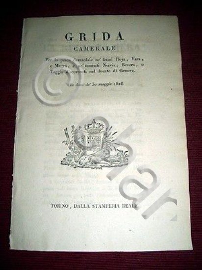 Regno Sardegna Savoia Torino Grida Camerale Pesca Fiumi Roja Vara …