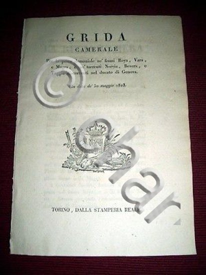 Regno Sardegna Savoia Torino Grida Camerale Pesca Fiumi Roja Vara …