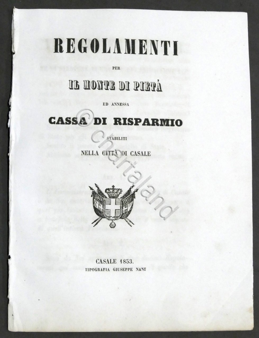 Regolamenti per il Monte di Pietà e Cassa di Risparmio …