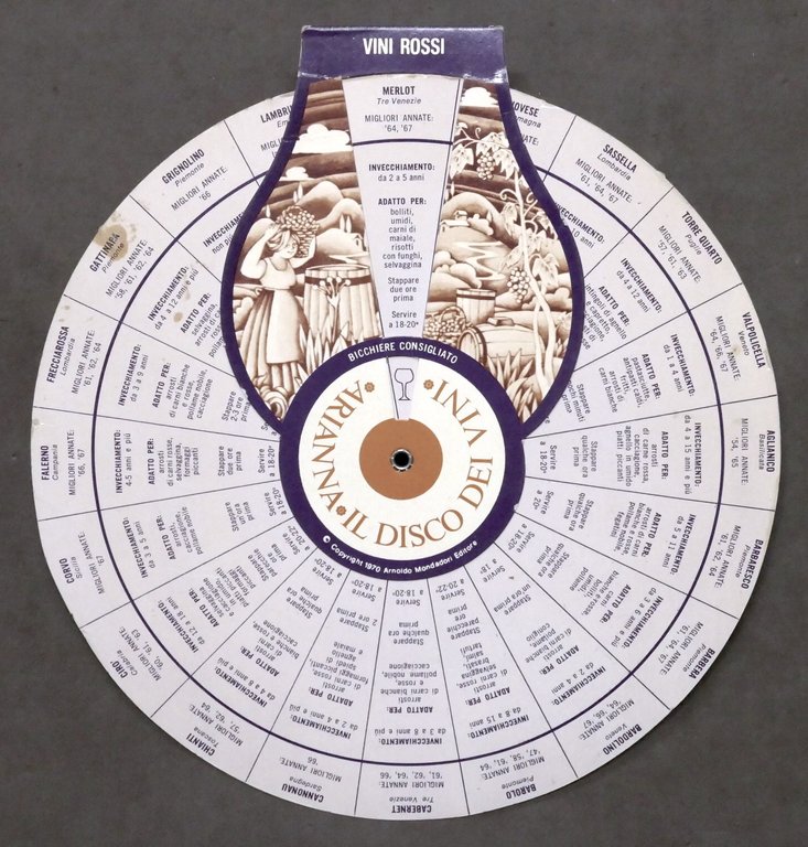 Regolo Calcolatore - Arianna il Disco dei Vini - 1970