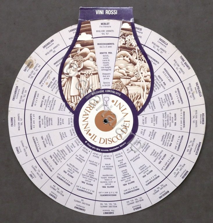 Regolo Calcolatore - Arianna il Disco dei Vini - 1970