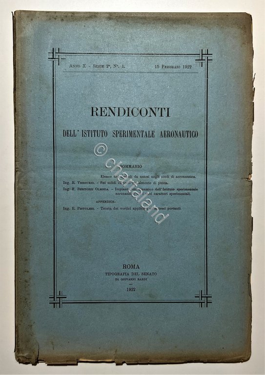 Rendiconti Istituto Sperimentale Aeronautico N. 1 - 15 Febbraio 1922 …