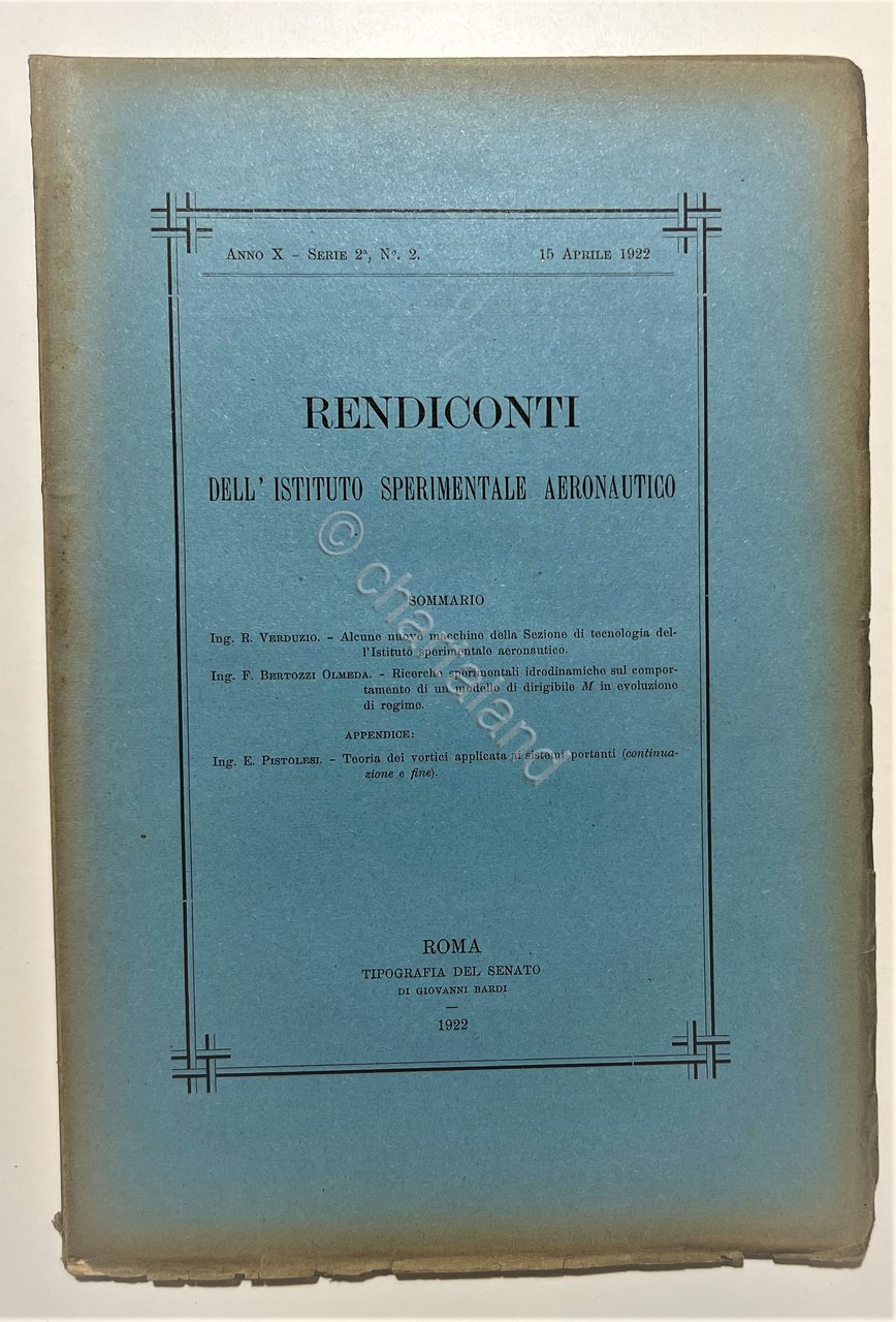 Rendiconti Istituto Sperimentale Aeronautico N. 2 - 15 Aprile 1922 …