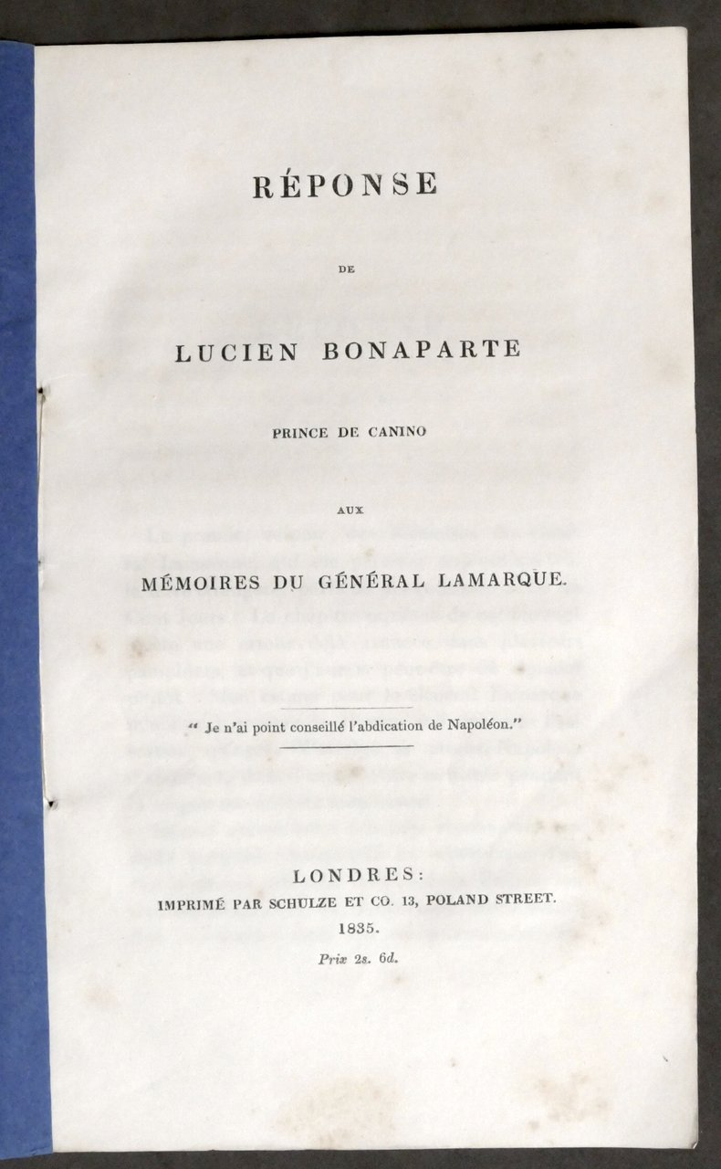 Reponse de Lucien Bonaparte aux Mémoires du general Lamarque - … | Immagine principale
