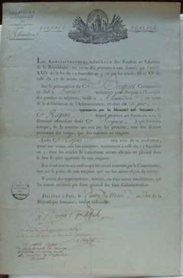 Repubblica francese documento artiglieria Alessandria 1806
