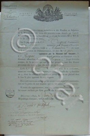 Repubblica francese documento artiglieria Alessandria 1806