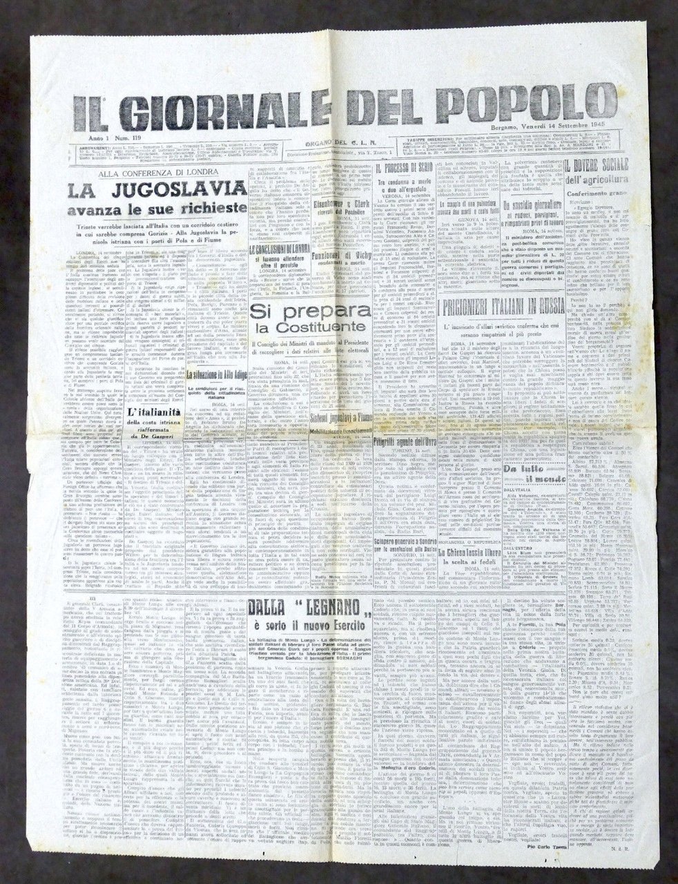 Resistenza Il Giornale del Popolo Organo C.L.N. Anno I N° … | Immagine principale