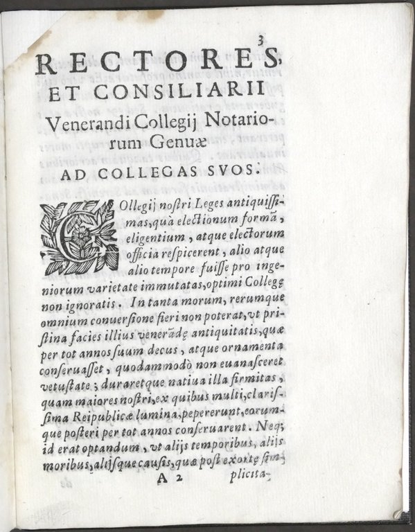 Riforma Leggi et Ordini Collegio Notari - 1628 / Colonna …