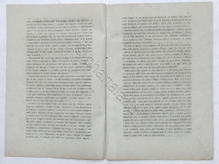 Risorgimento - 6 Febbraio 1853 a Milano - Un appello …