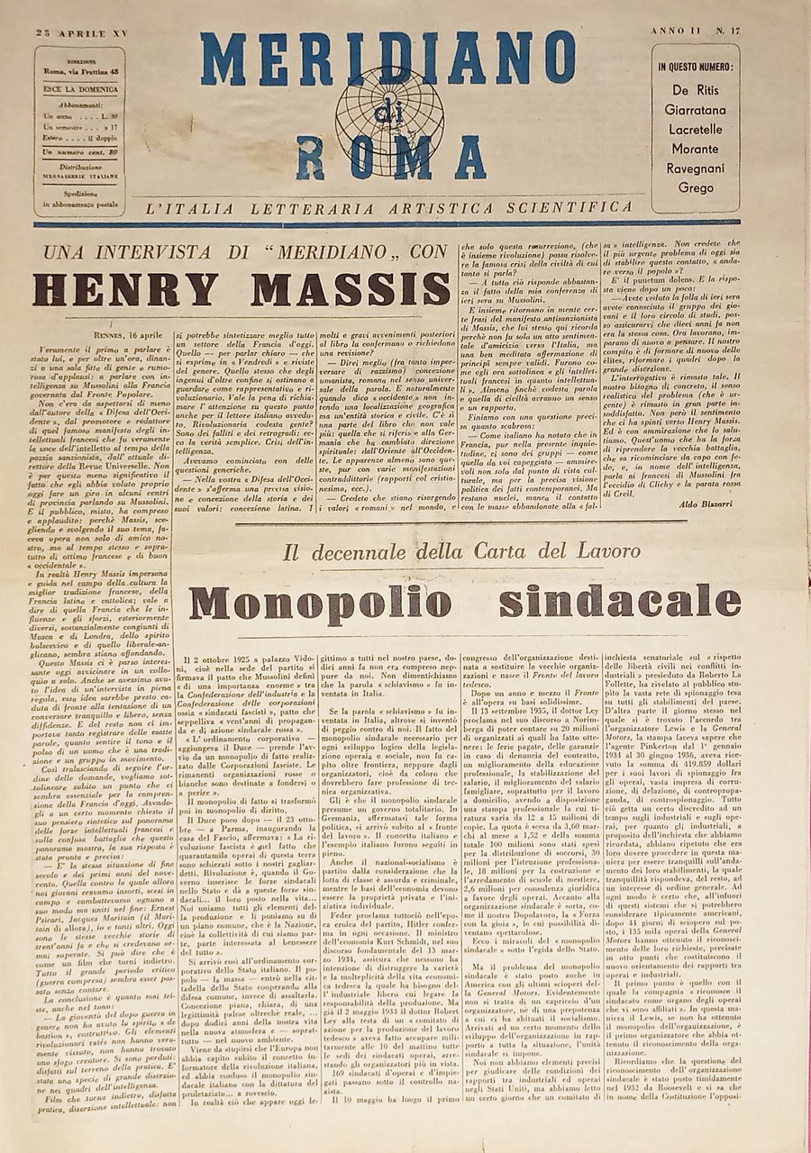 Rivista - Meridiano di Roma n. 17 - 1937 Un … | Immagine principale