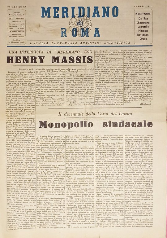Rivista - Meridiano di Roma n. 17 - 1937 Un intervista con Henry Massis