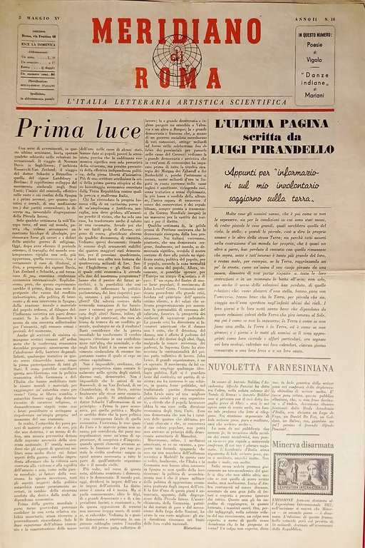 Rivista - Meridiano di Roma n. 18 - 1937 Prima Luce