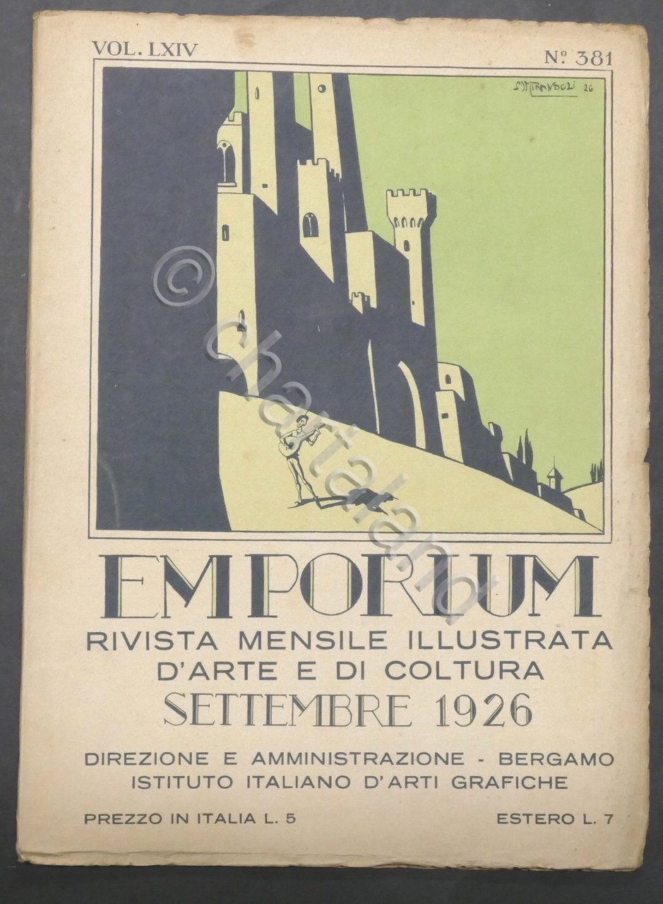 Rivista arte e cultura Emporium N. 381 Settembre 1926 Copertina …