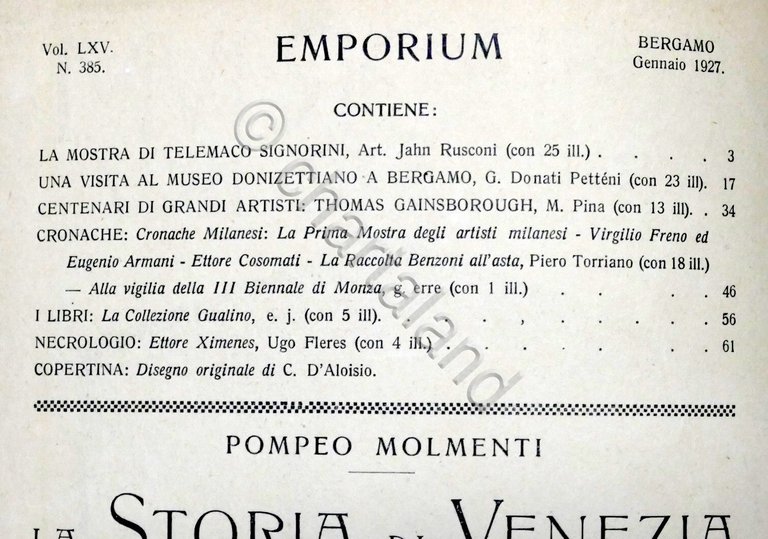 Rivista arte e cultura Emporium N. 385 Gennaio 1927 - …