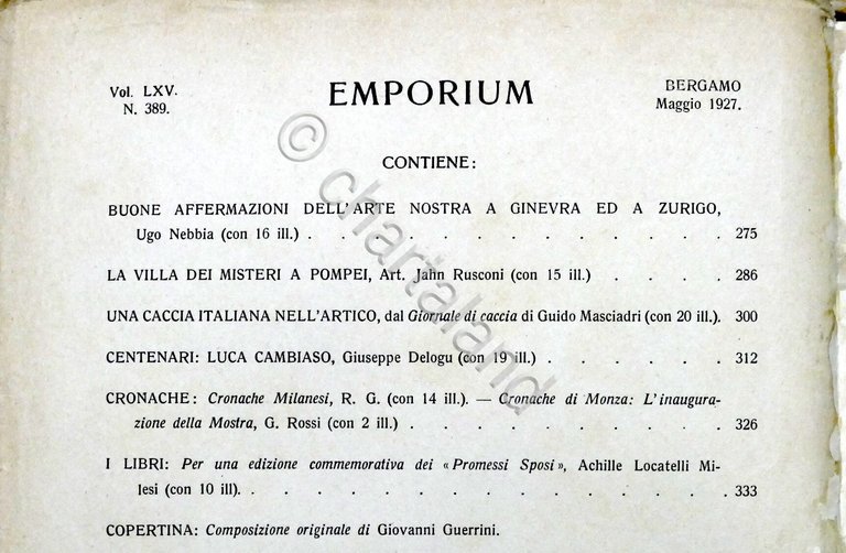 Rivista arte e cultura Emporium N. 389 - Maggio 1927 …