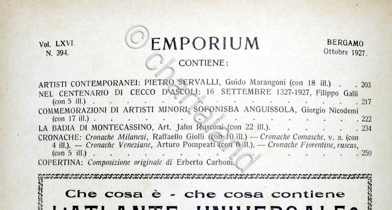 Rivista arte e cultura Emporium N. 394 - Ottobre 1927 …