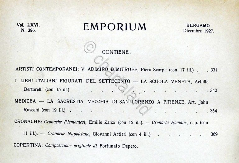 Rivista arte e cultura Emporium N. 396 - Dicembre 1927 …