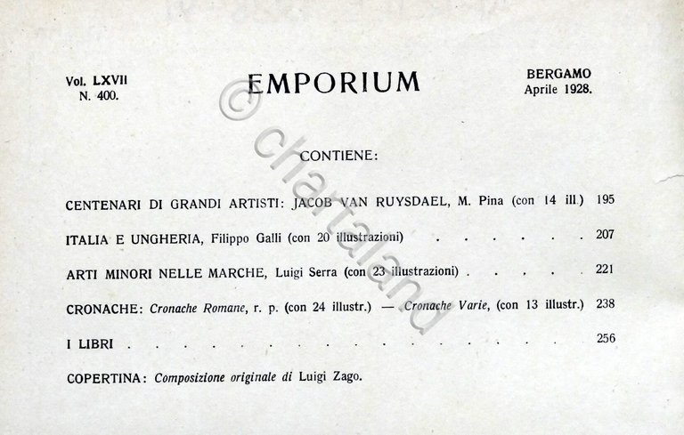 Rivista arte e cultura Emporium N. 400 - Aprile 1928 …