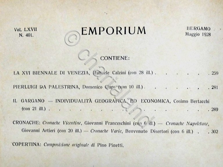Rivista arte e cultura Emporium N. 401 - Maggio 1928 …