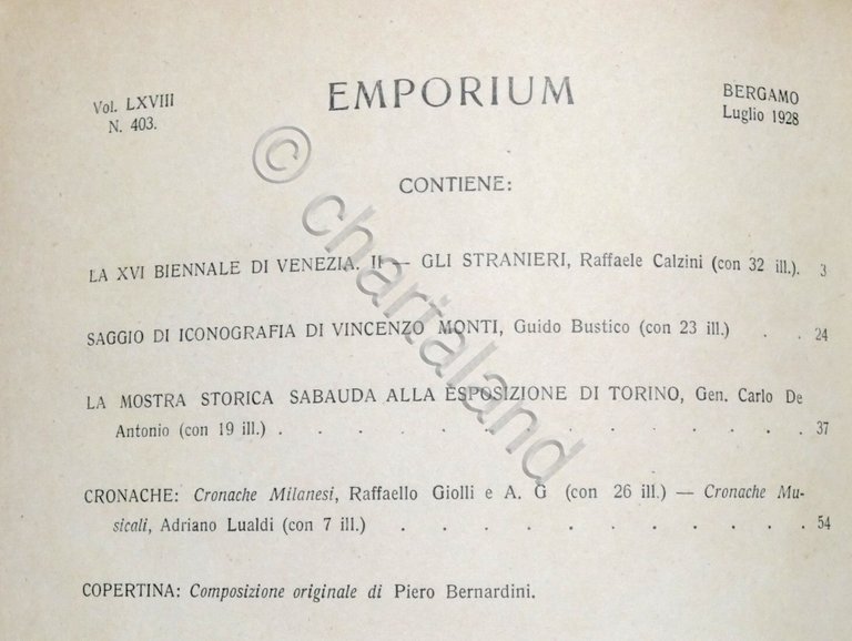 Rivista arte e cultura Emporium N. 403 - Luglio 1928 …